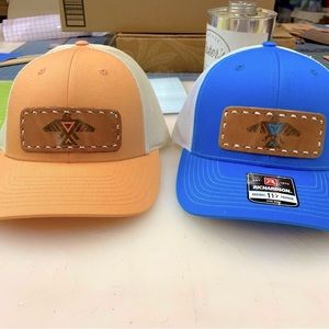 Orange cream thunderbird leather hat patch